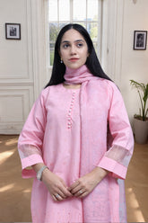 Premium 3-Piece Embroidered Cotton Suit – Soft Fabric with Boring Work | Naqshé